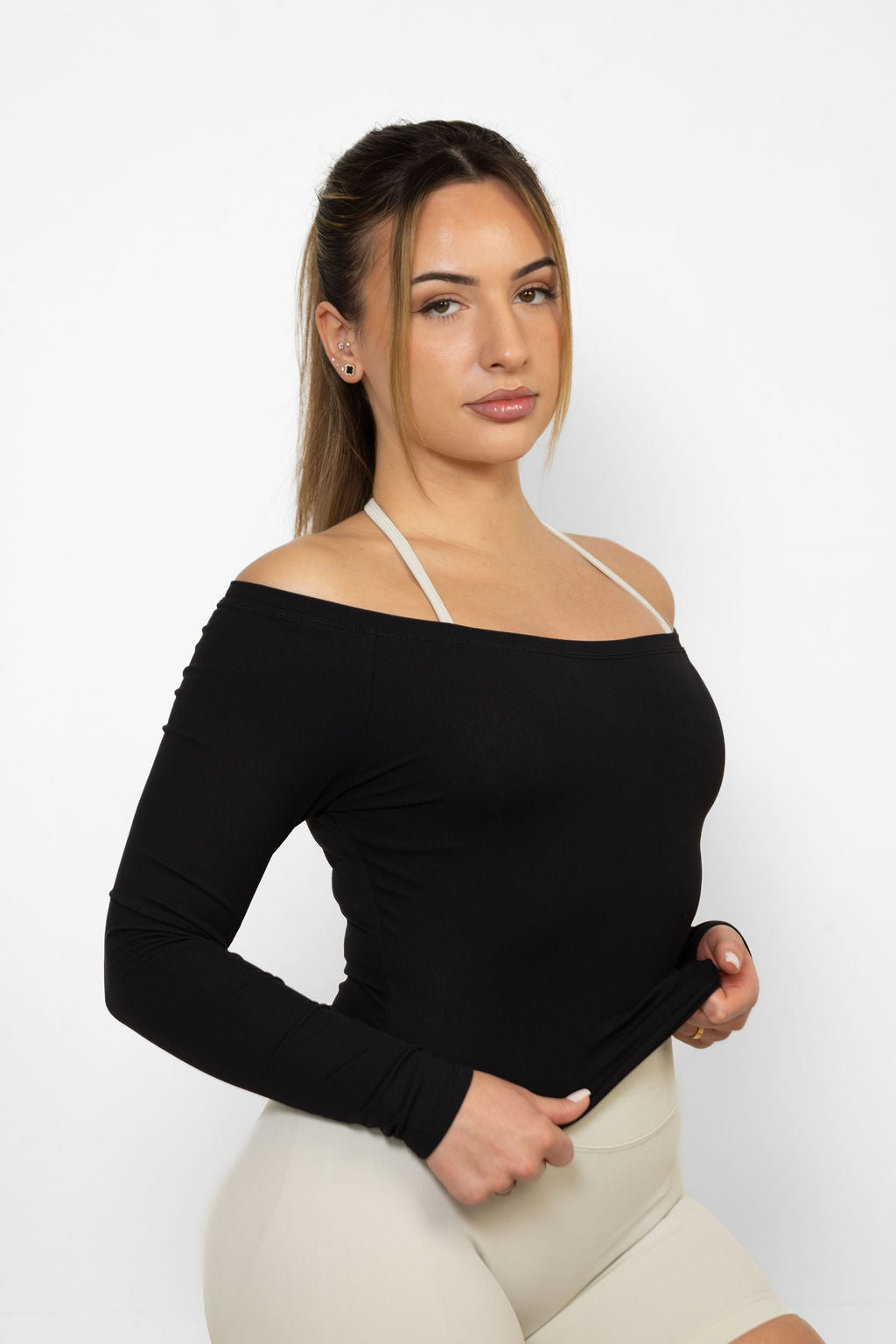 Off the Shoulder Long Sleeve - Black