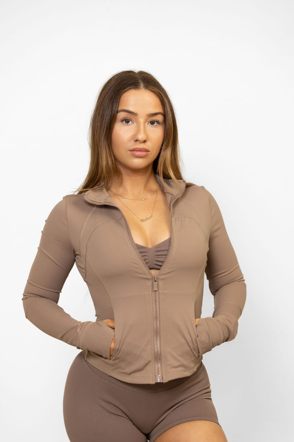 Fitted Zip Jacket - Chocolate