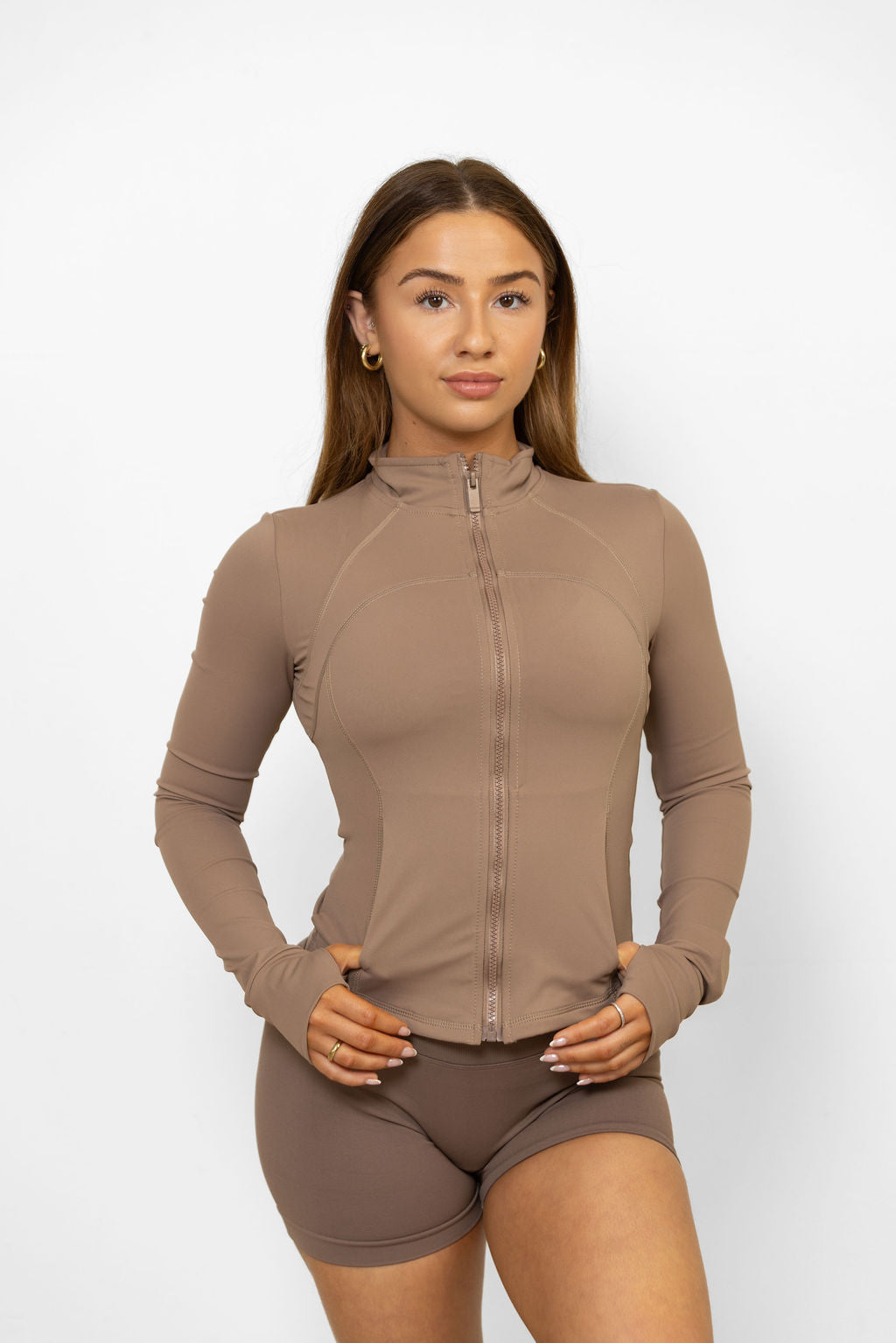 Fitted Zip Jacket - Chocolate