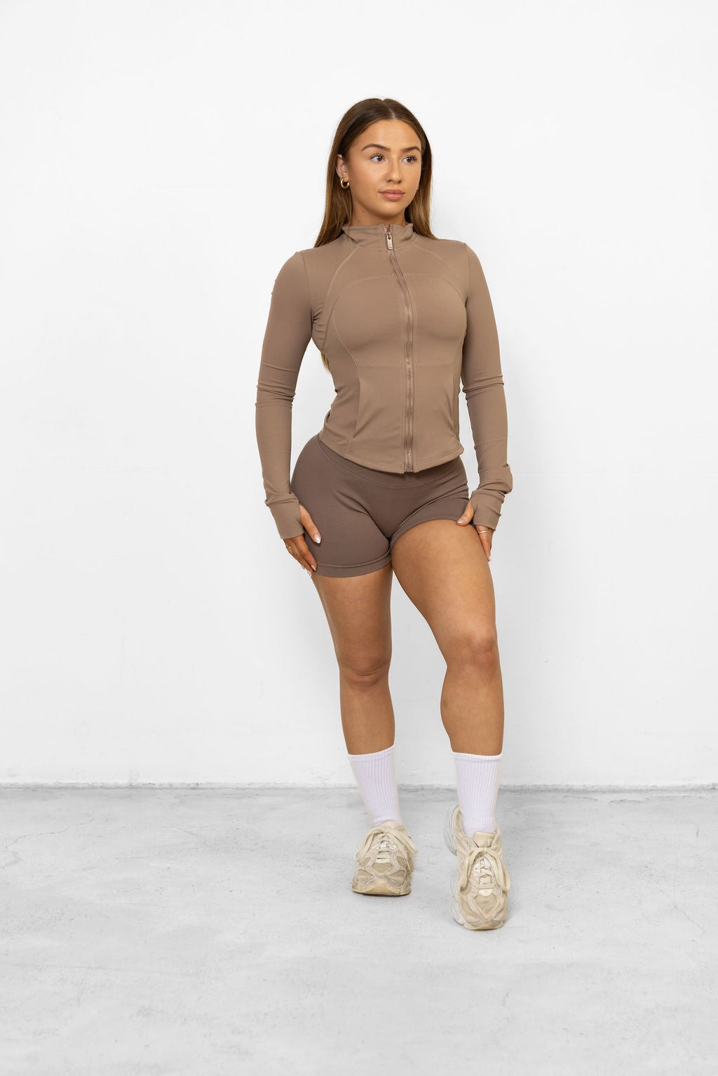 Fitted Zip Jacket - Chocolate