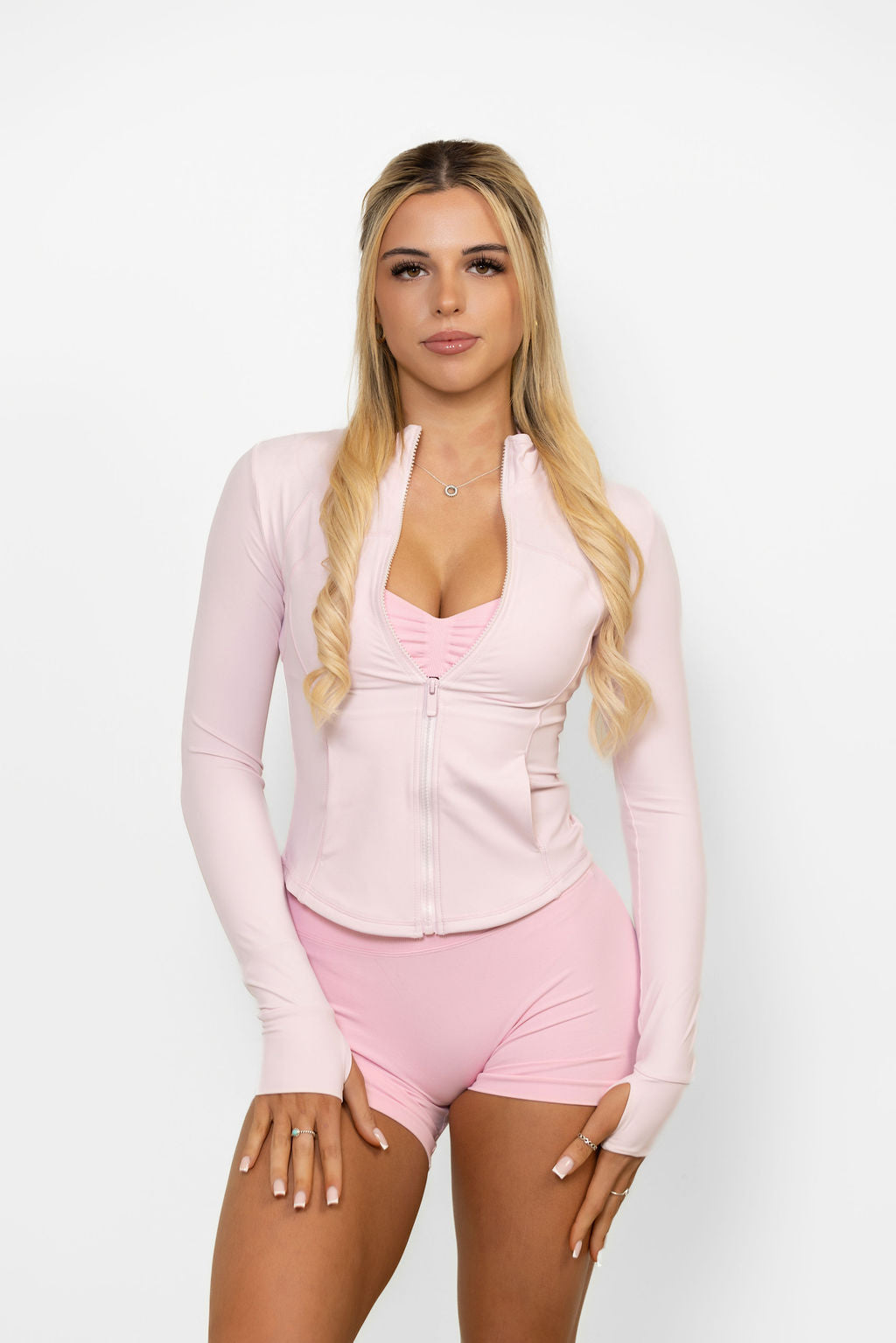 Fitted Zip Jacket - Baby Pink