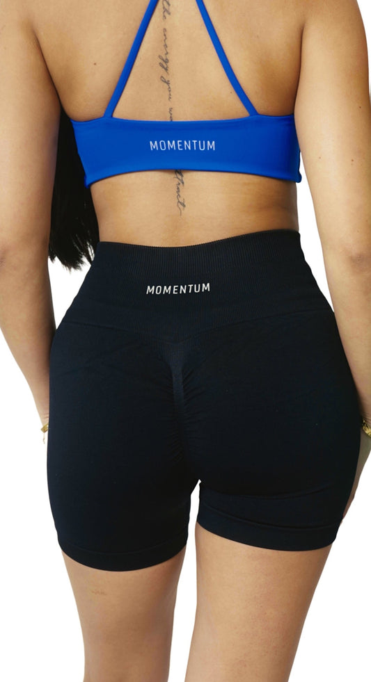 SEAMLESS SCRUNCH SHORTS - BLACK