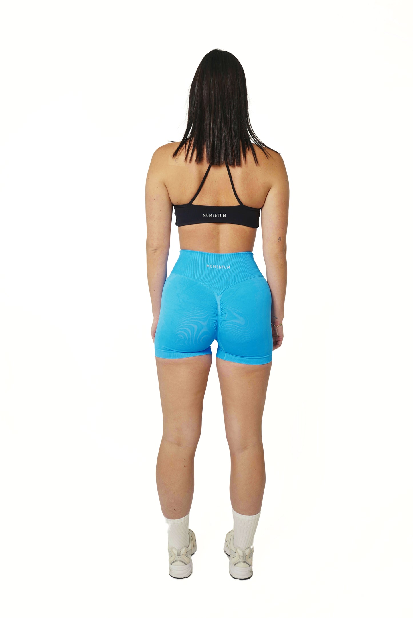 SEAMLESS V SCRUNCH SHORTS - AQUA
