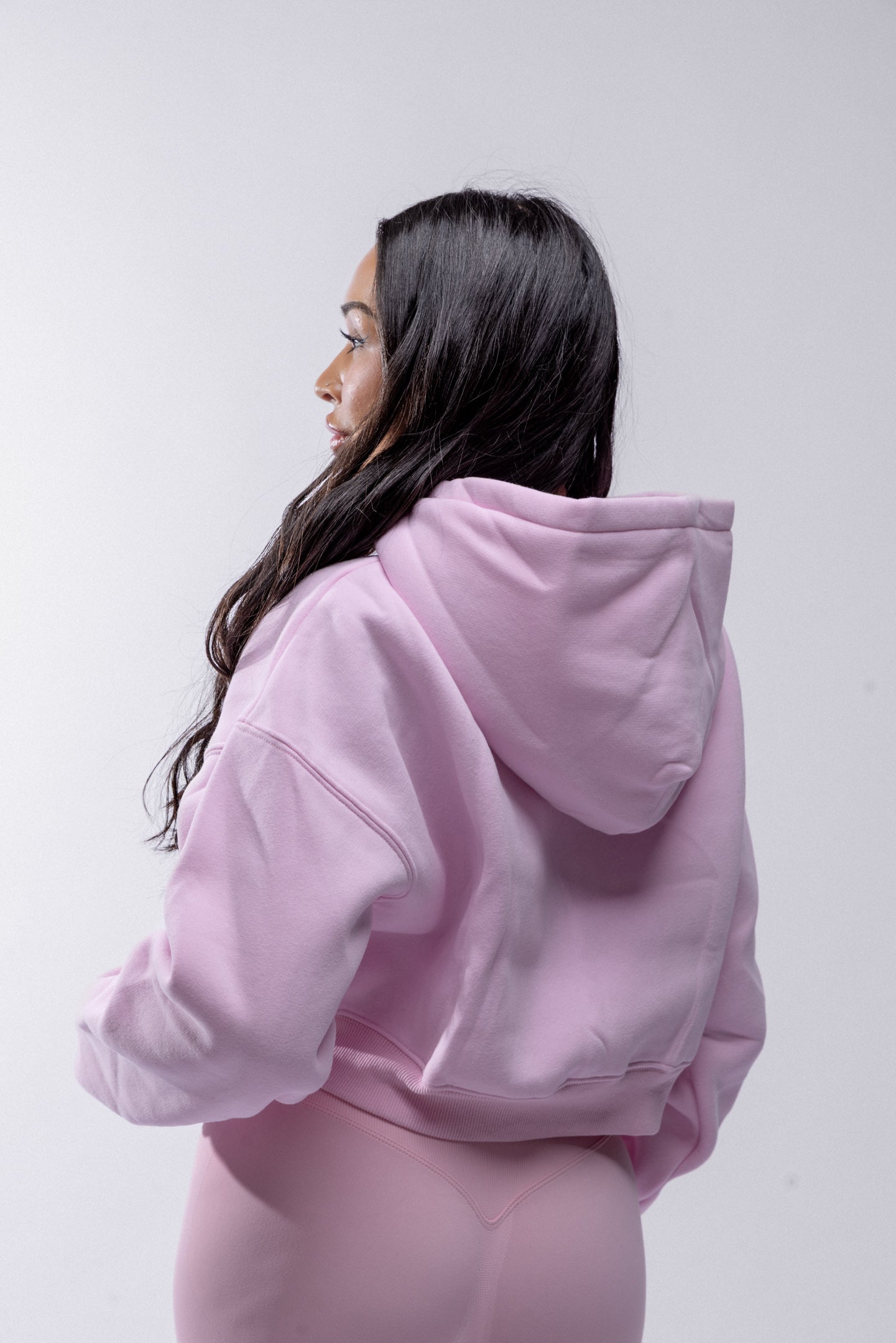 Comfort Cropped Zip Hoodie - Baby Pink