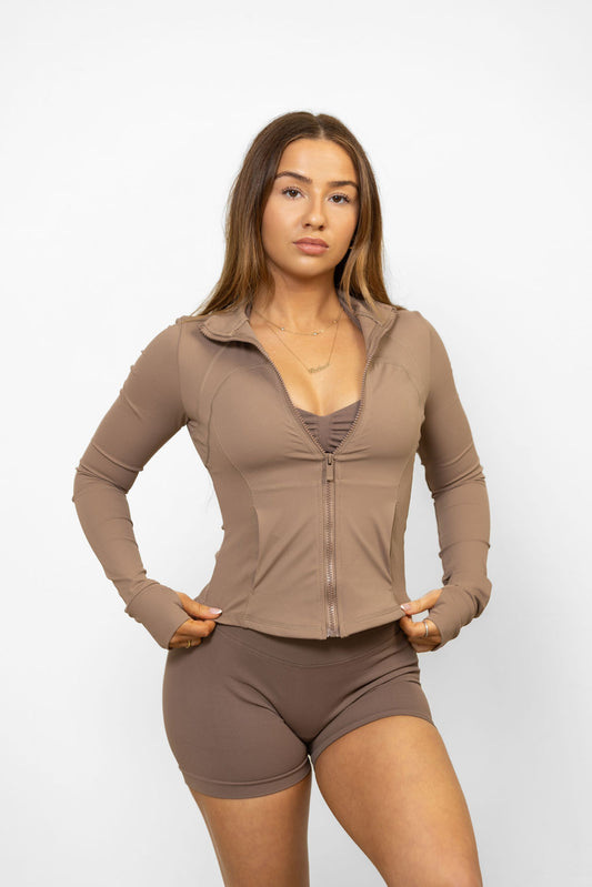 Fitted Zip Jacket - Chocolate