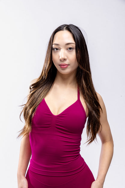 Contour Halter Tank - Berry Red