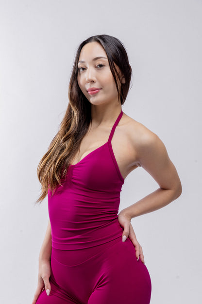 Contour Halter Tank - Berry Red