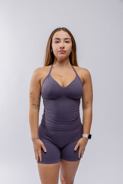 Contour Halter Tank - Mushroom Grey