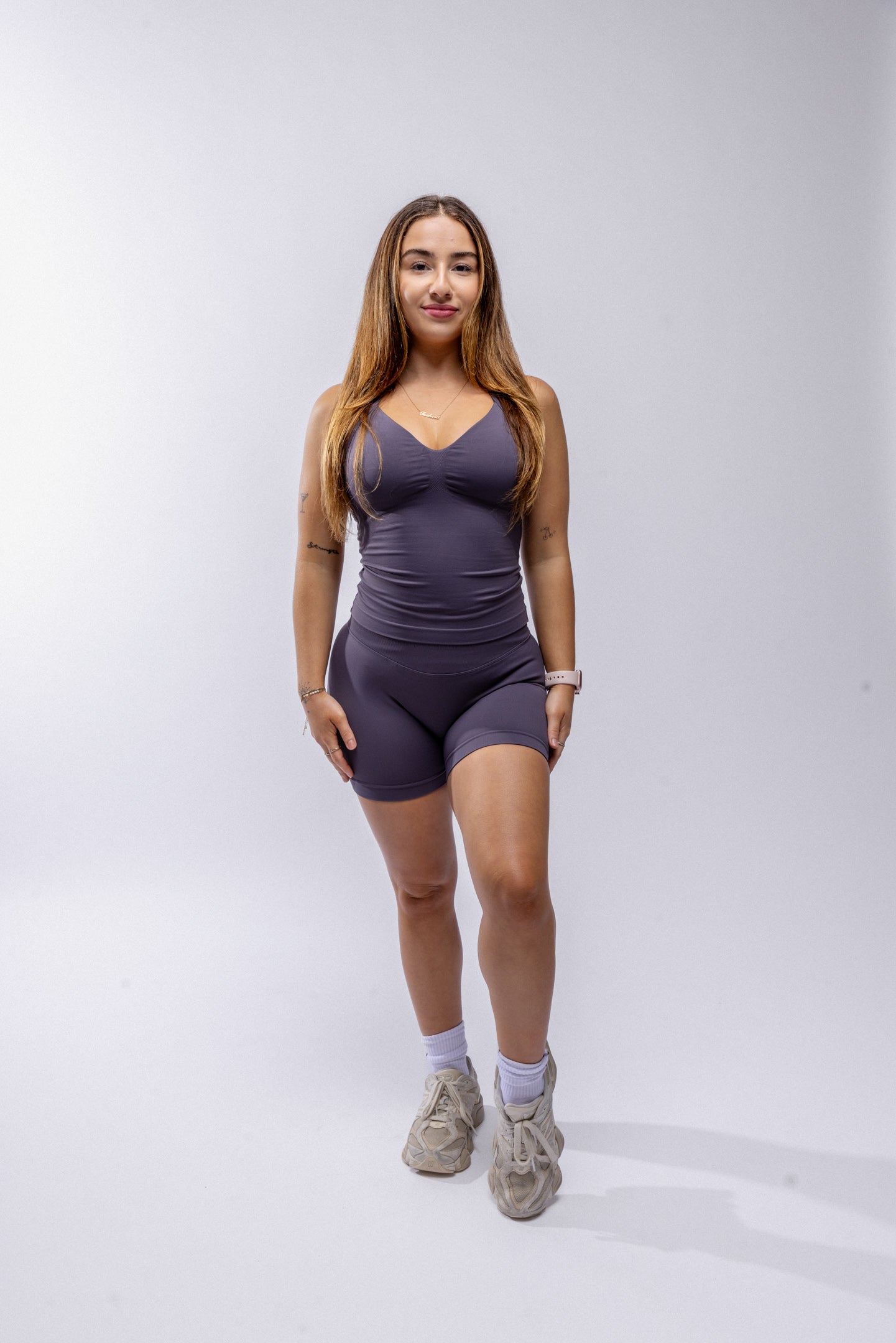 Contour Halter Tank - Mushroom Grey